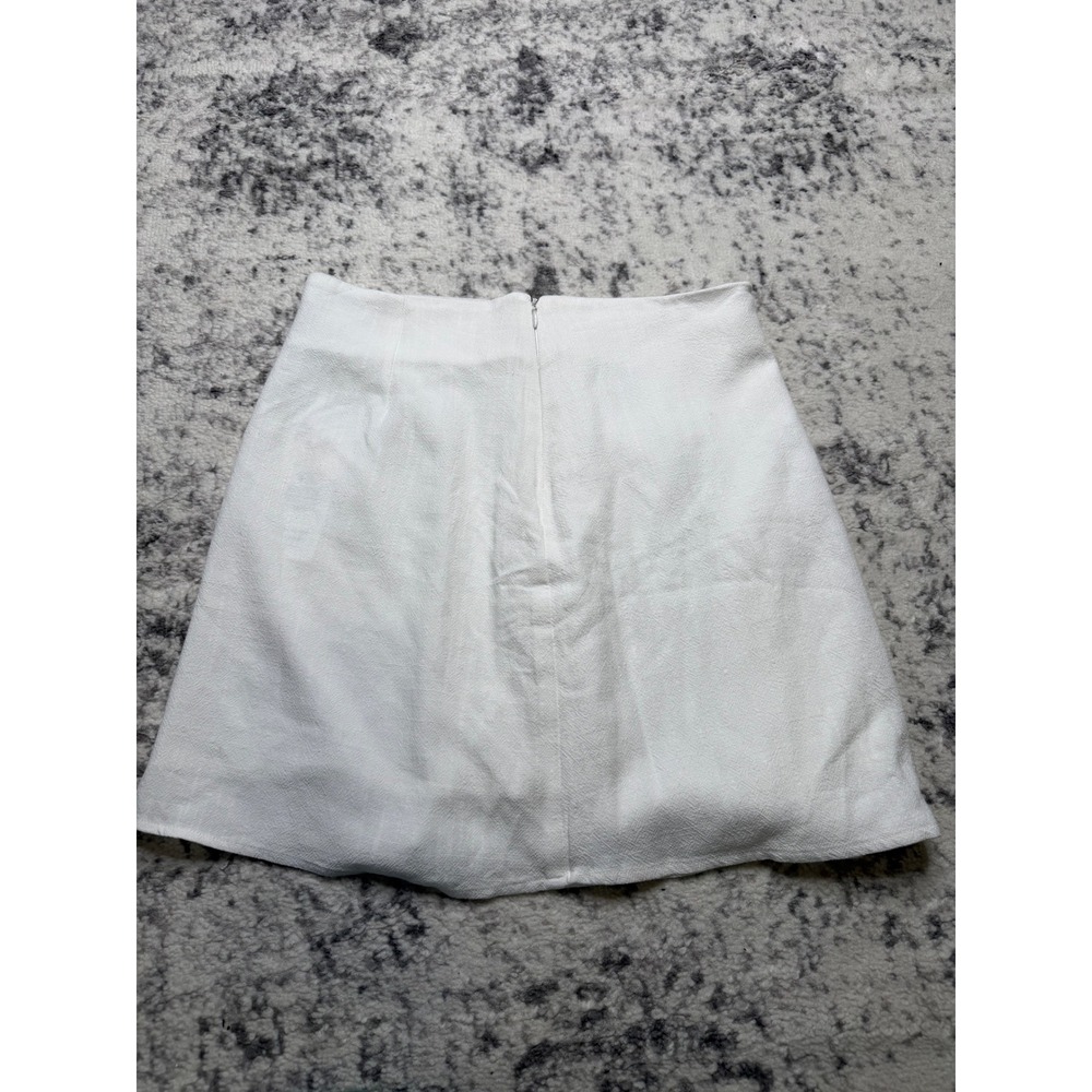 SADIE & SAGE Wrap Skirt White Linen Blend Side Tie Women's Size Medium NEW Chic - Picture 2 of 7